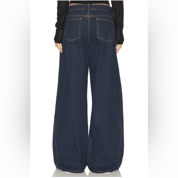Lioness Dark Blue Wide Leg Flare Jeans - Picture 3 of 4